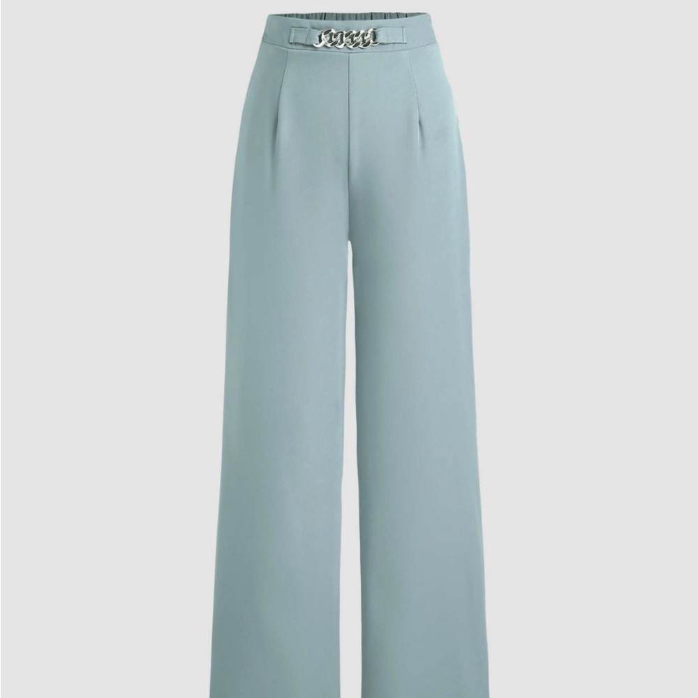 Chain detail straight leg pants